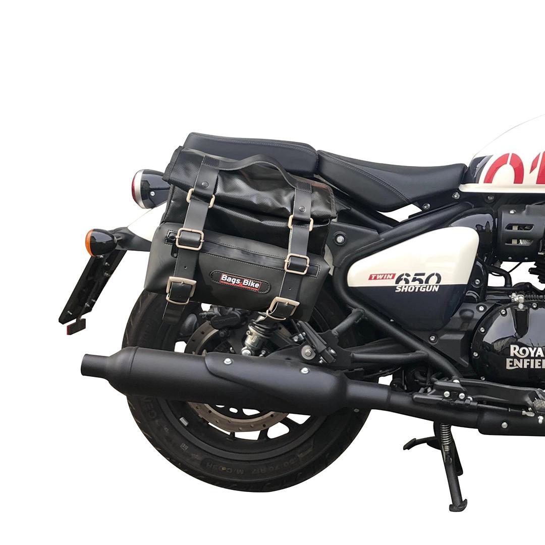 Panniers for Royal Enfield Shotgun, pair of CAMION in Leather side bags - Image 2