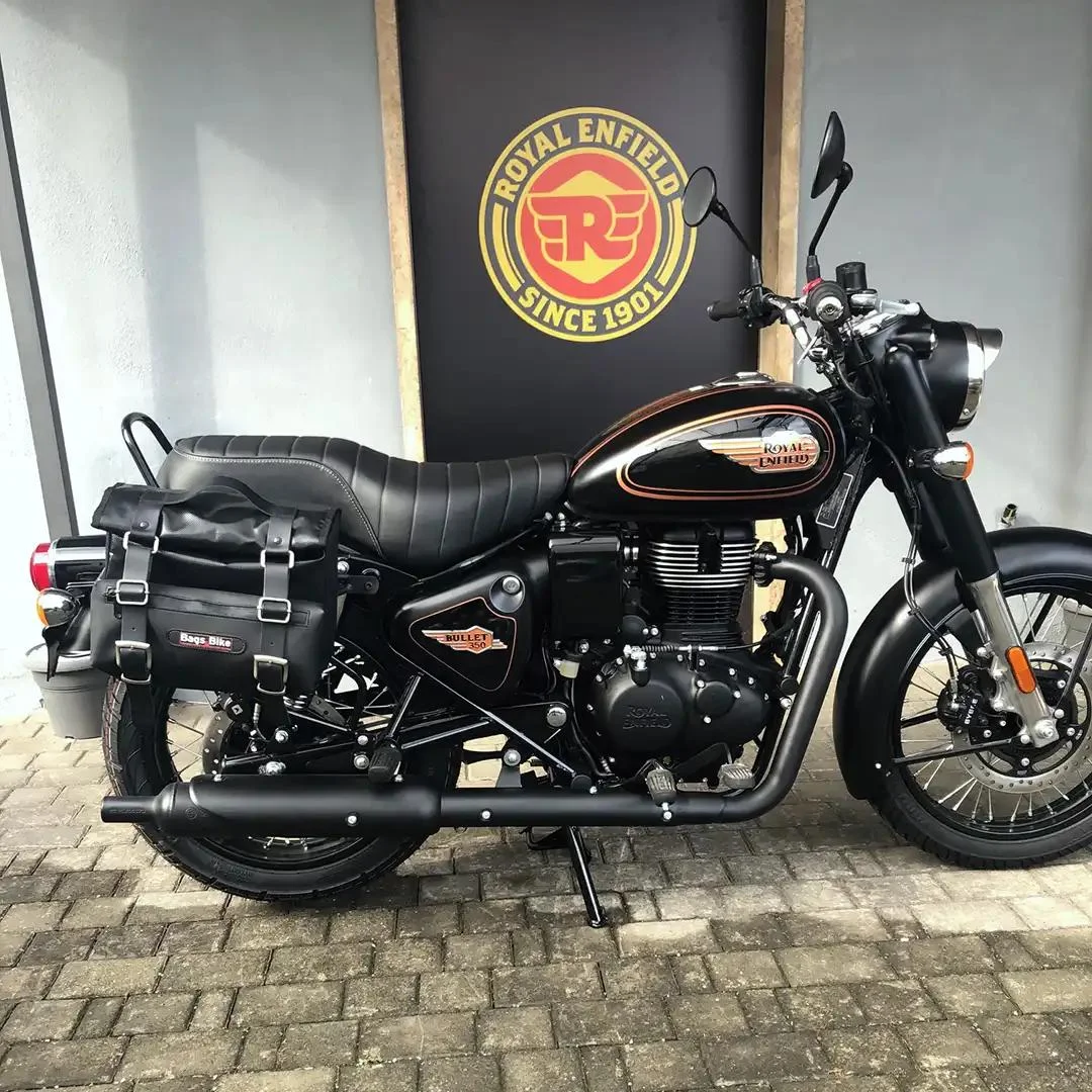 Borse laterali per Royal Enfield Bullet 350, coppia di borse CAMION in Cuoio - immagine 2