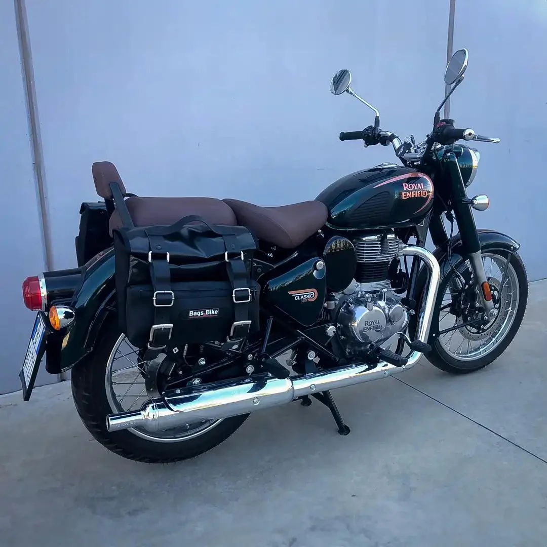 Borse laterali per Royal Enfield Classic 350, coppia di borse CAMION in Cuoio - immagine 2