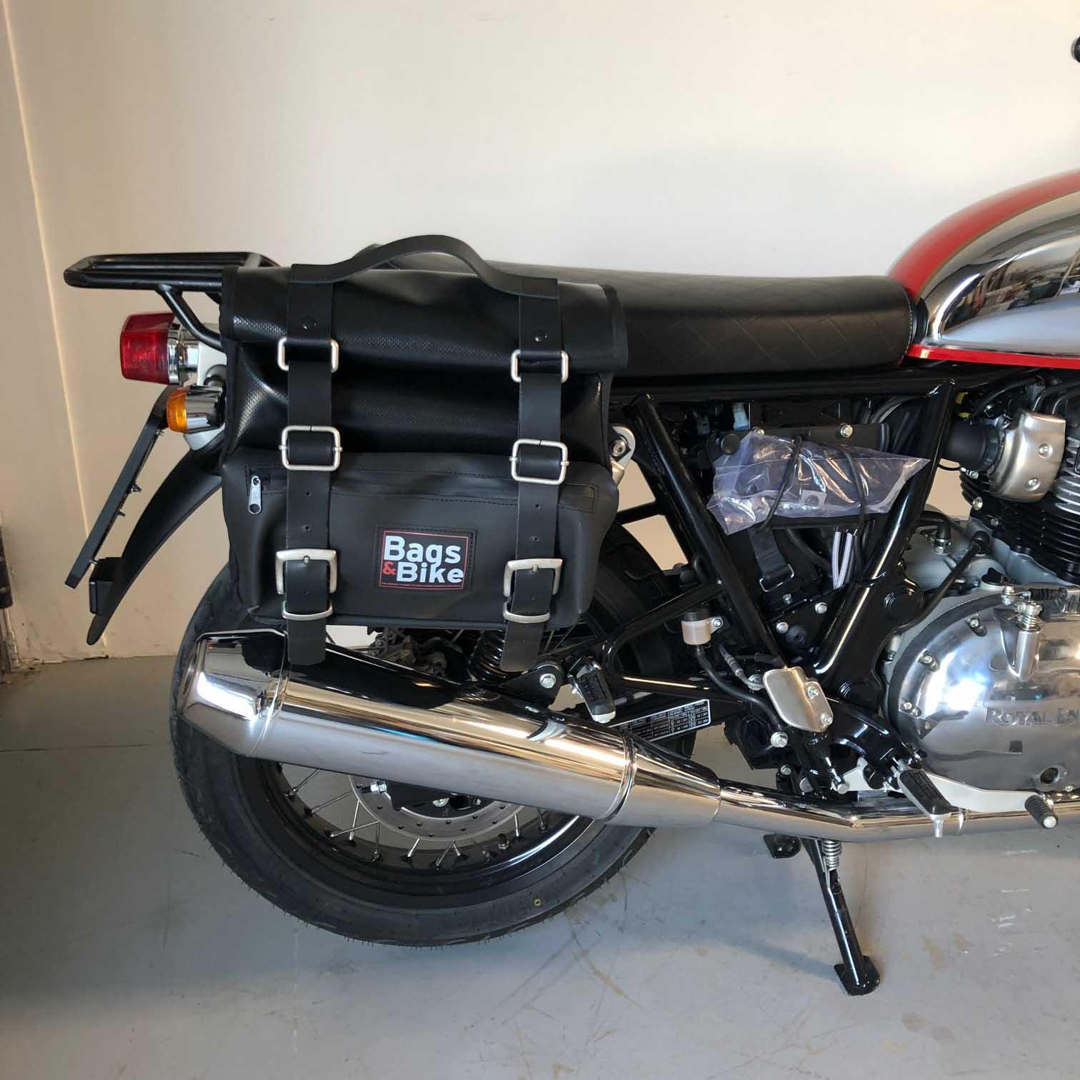 Panniers for Royal Enfield Interceptor Continental, pair of CAMION in Leather side bags