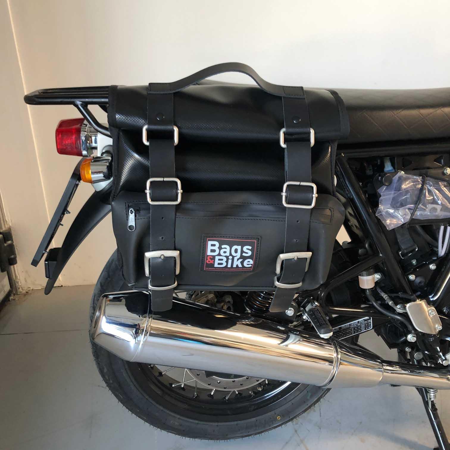 Panniers for Royal Enfield Interceptor Continental, pair of CAMION in Leather side bags - Image 3