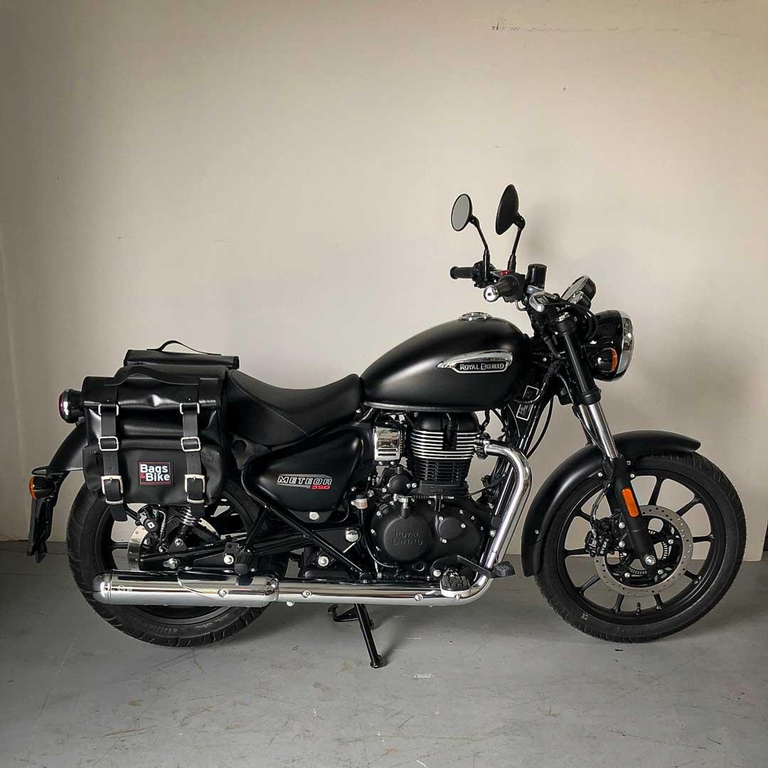 Panniers for Royal Enfield Meteor 350, pair of CAMION in Leather side bags - Image 2