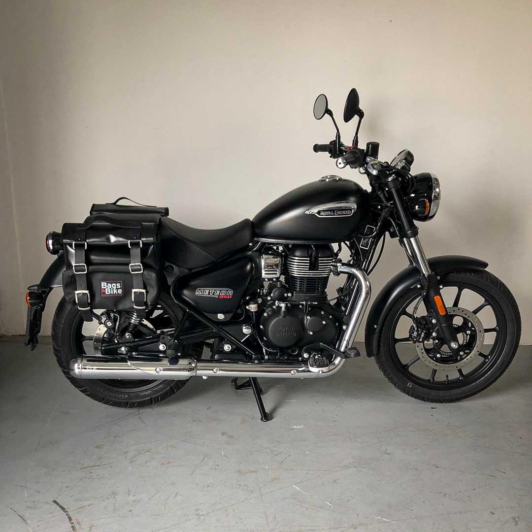 Panniers for Royal Enfield Meteor 350, pair of CAMION in Leather side bags - Image 3