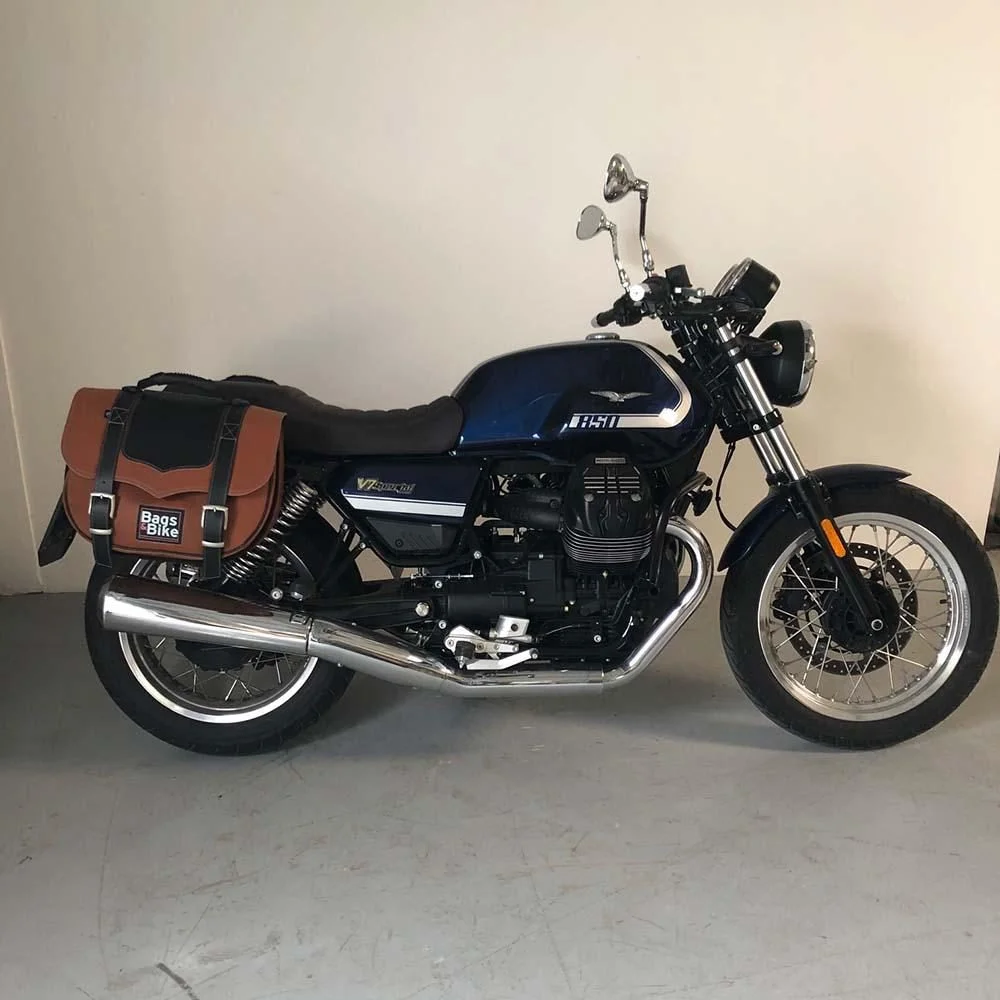 Borse laterali per Moto Guzzi V7 Special 2021/24, coppia di borse CLASSIC in Cuoio e Nera