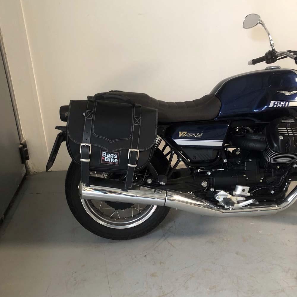 Panniers for Moto Guzzi V7 Special 2021/24, pair of CLASSIC in Black side bags - Image 3