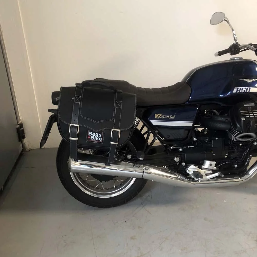 Borse laterali per Moto Guzzi V7 Special 2021/24, coppia di borse CLASSIC in Nera - immagine 3