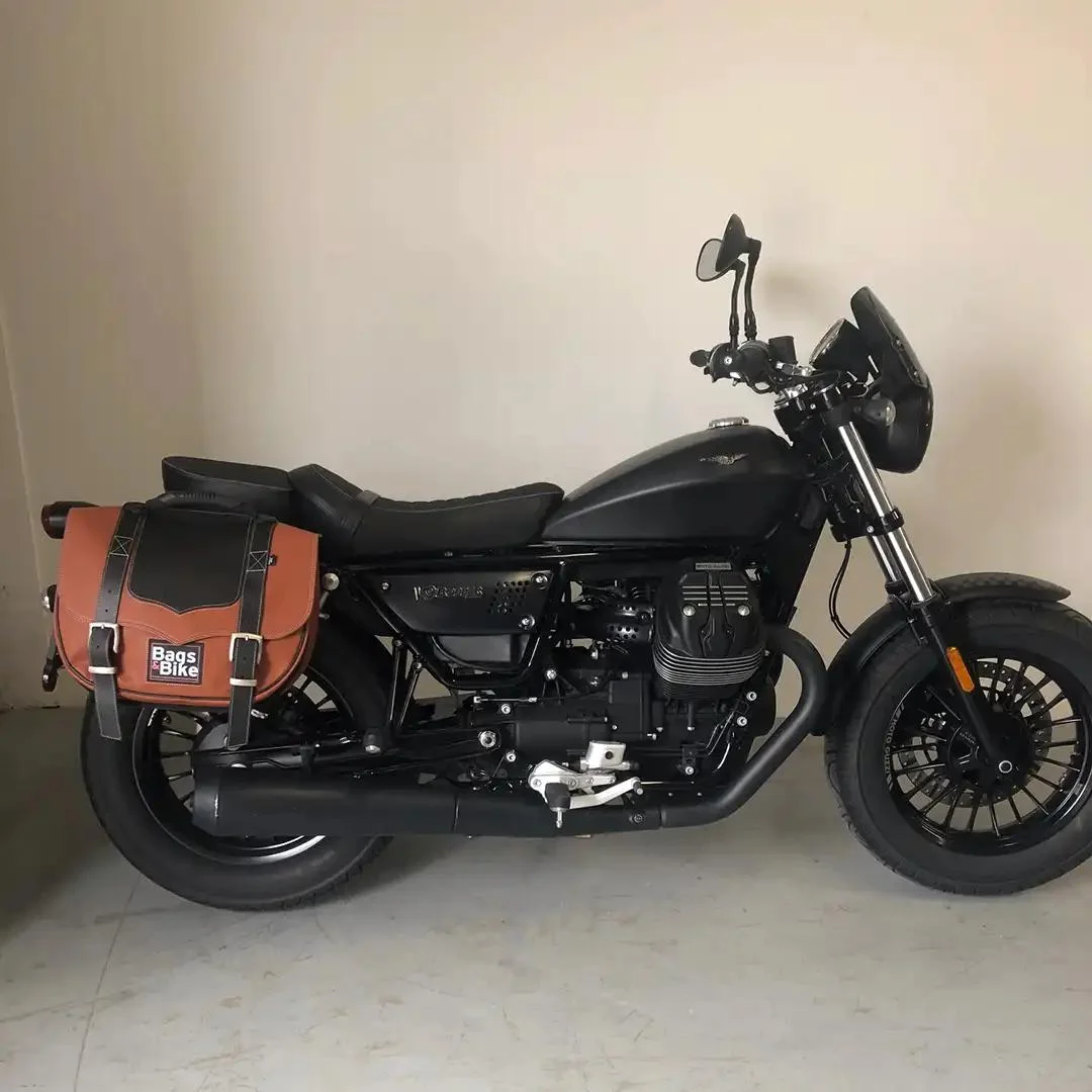 Borse laterali per Moto Guzzi Bobber, coppia di borse CLASSIC in Cuoio e Nera