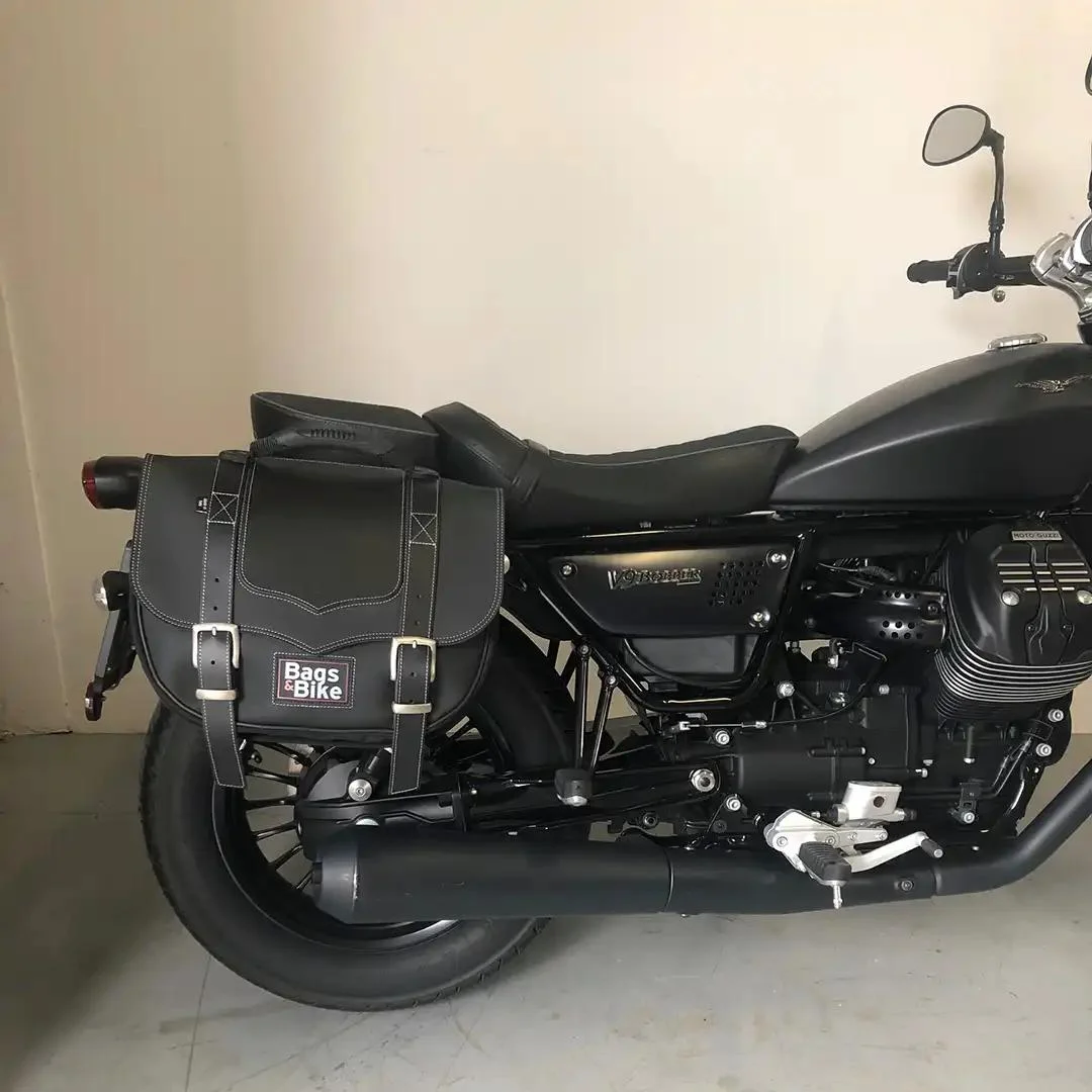 Borse laterali per Moto Guzzi Bobber, coppia di borse CLASSIC in Nera - immagine 2
