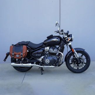 Panniers for Royal Enfield Super Meteor 650, pair of CLASSIC in Leather side bags