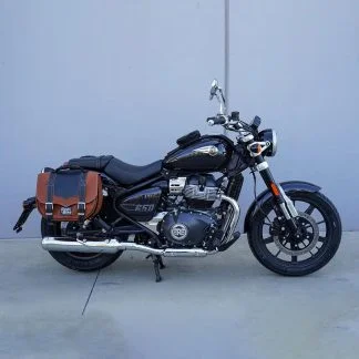 Panniers for Royal Enfield Super Meteor 650, pair of CLASSIC in Leather side bags