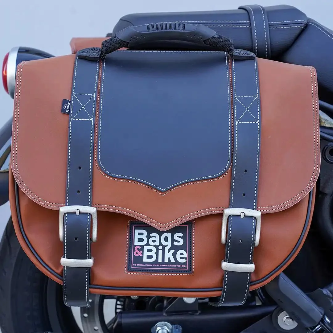 Borse laterali per Royal Enfield Super Meteor 650, coppia di borse CLASSIC in Cuoio - immagine 3