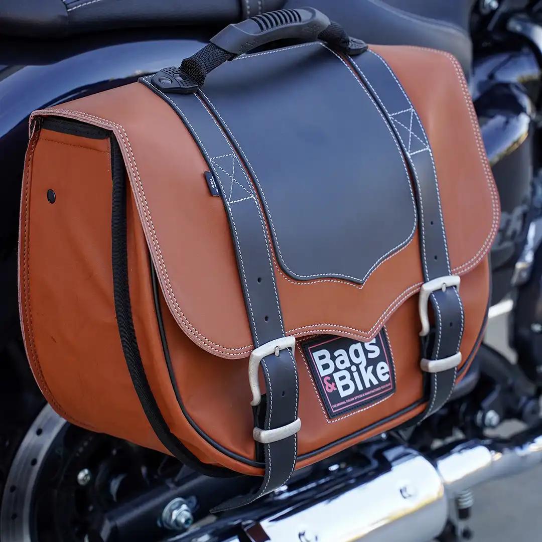 Borse laterali per Royal Enfield Super Meteor 650, coppia di borse CLASSIC in Cuoio - immagine 4