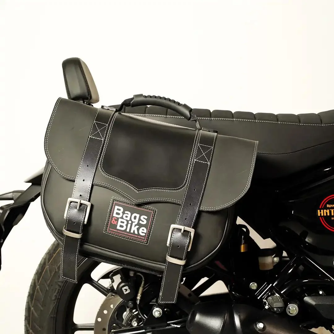 Borse laterali per Royal Enfield Hunter 350, coppia di borse CLASSIC in Nera - immagine 2