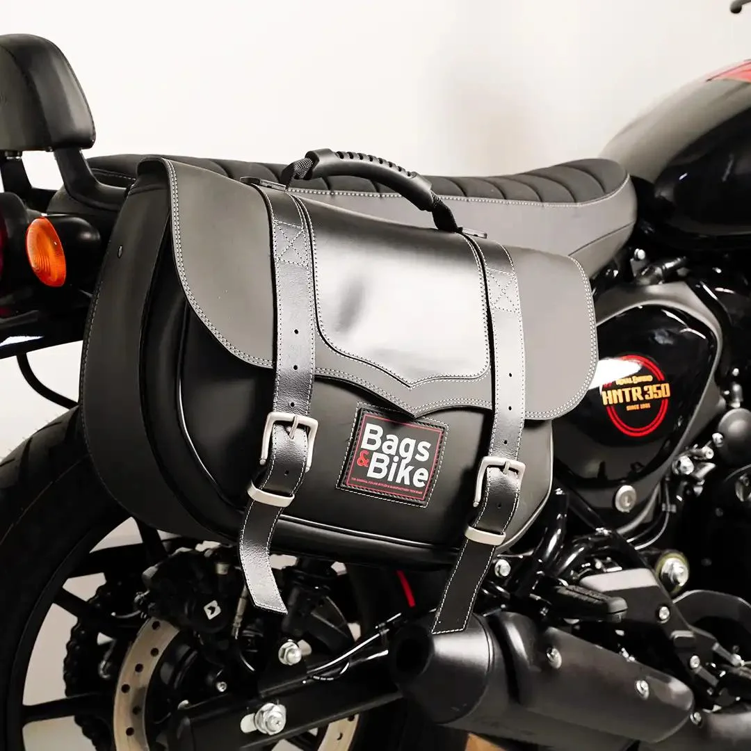 Borse laterali per Royal Enfield Hunter 350, coppia di borse CLASSIC in Nera - immagine 3