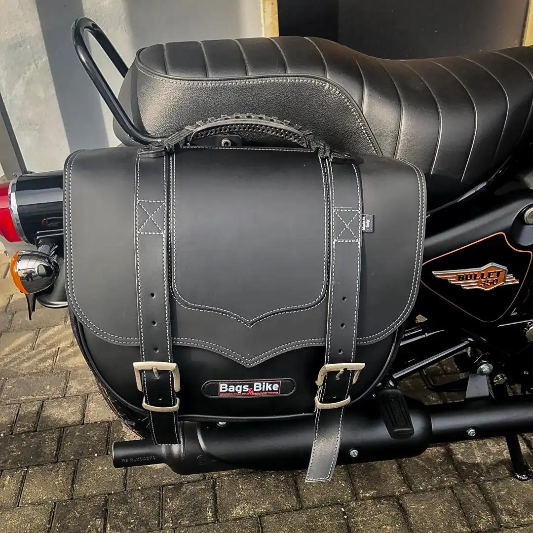 Panniers for Royal Enfield Bullet 350, pair of CLASSIC in Black side bags - Image 2