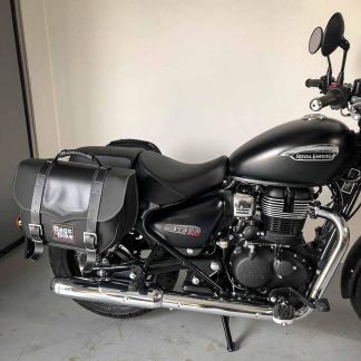 Panniers for Royal Enfield Meteor 350, pair of CLASSIC in Black side bags