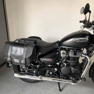 Panniers for Royal Enfield Meteor 350, pair of CLASSIC in Black side bags