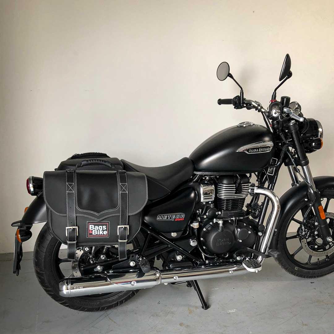 Borse laterali per Royal Enfield Meteor 350, coppia di borse CLASSIC in Nera - immagine 3