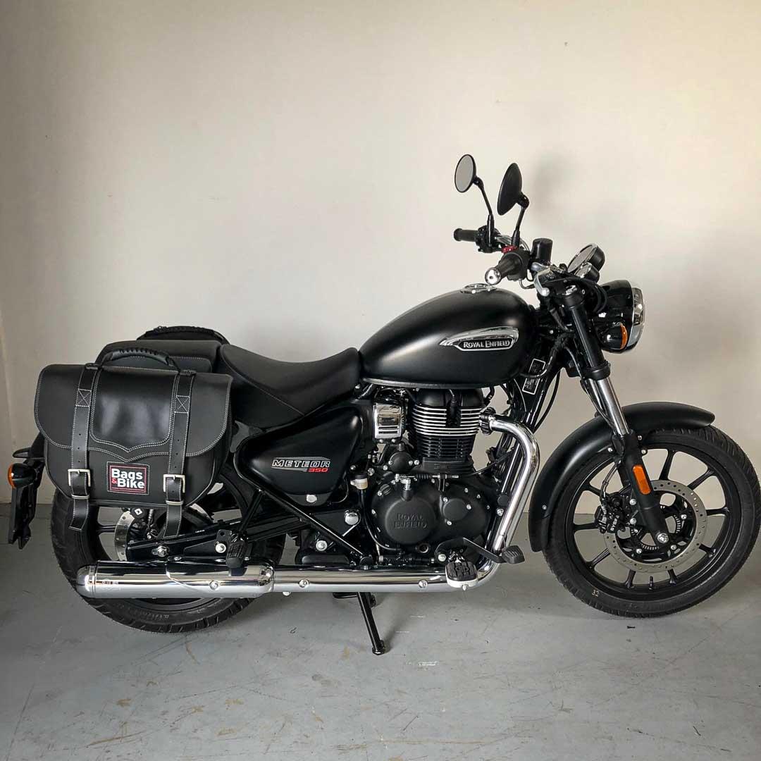 Borse laterali per Royal Enfield Meteor 350, coppia di borse CLASSIC in Nera - immagine 4
