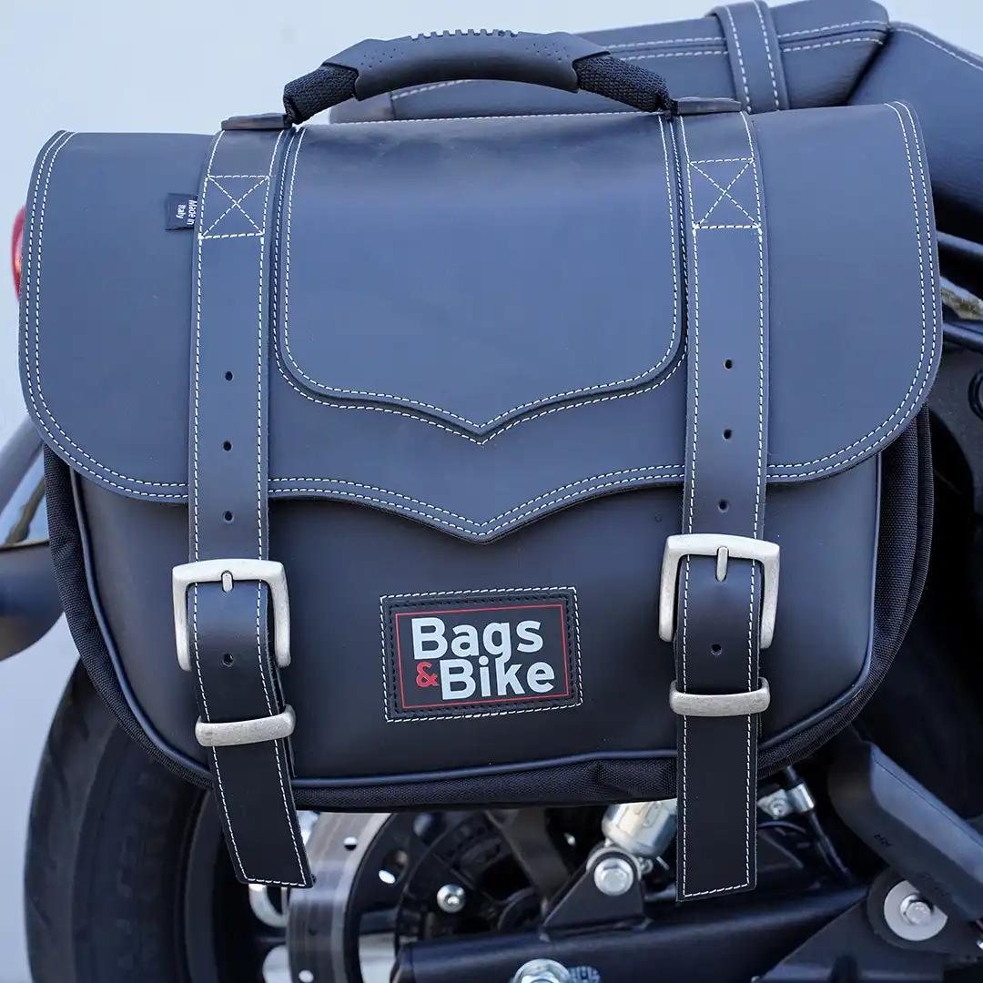 Borse laterali per Royal Enfield Super Meteor 650, coppia di borse CLASSIC in Nera - immagine 2
