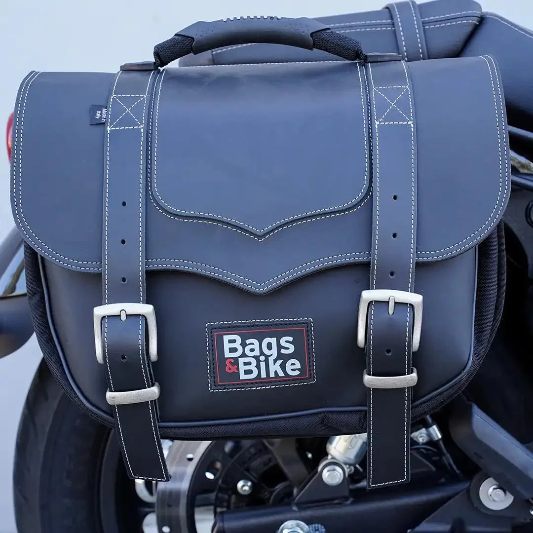 Borse laterali per Royal Enfield Super Meteor 650, coppia di borse CLASSIC in Nera - immagine 2