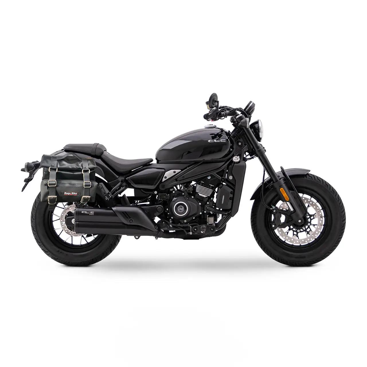 Panniers for Cfmoto CL450 C, pair of CAMION in Leather side bags - Image 3