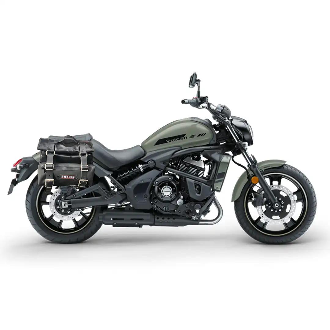 Panniers for Kawasaki Vulcan 650, pair of CAMION in Leather side bags - Image 2