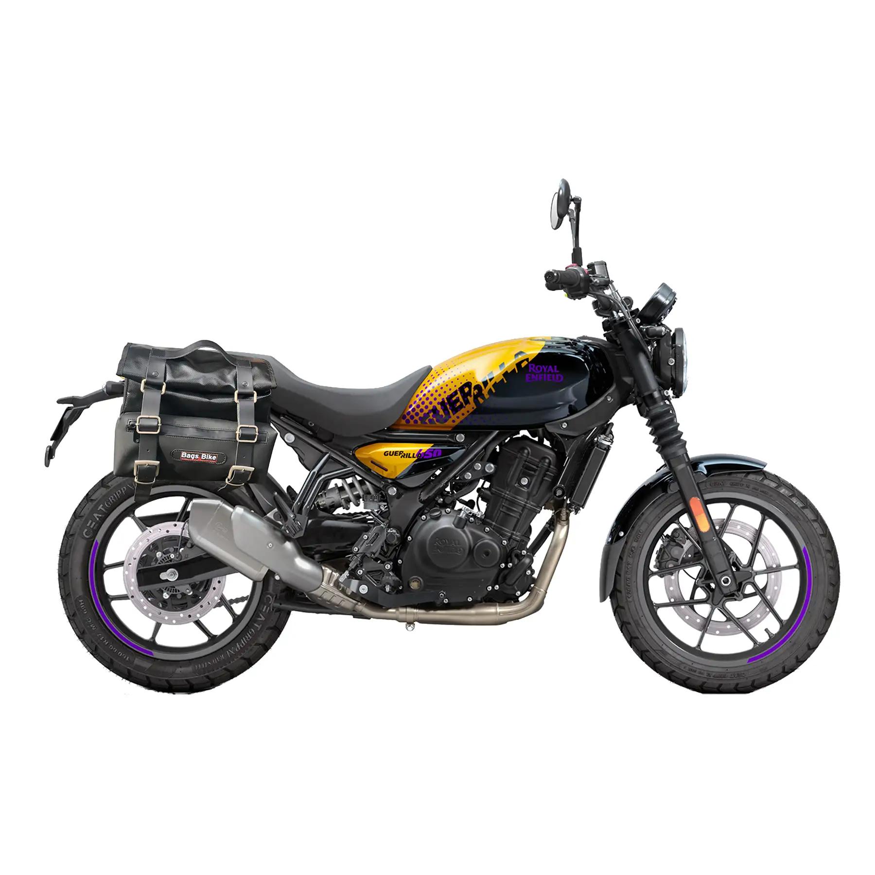 Panniers for Royal Enfield Guerrilla, pair of CAMION in Leather side bags - Image 2