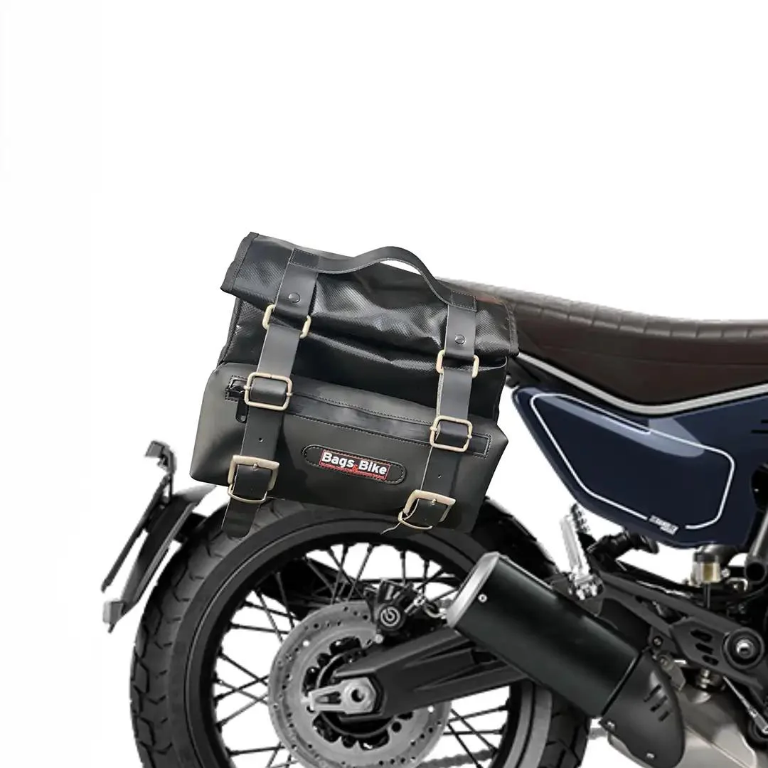 Panniers for Ducati Scrambler 800 2024, pair of CAMION in Leather side bags - Image 2