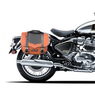 Panniers for Royal Enfield Classic 650, pair of CLASSIC in Leather and Black side bags