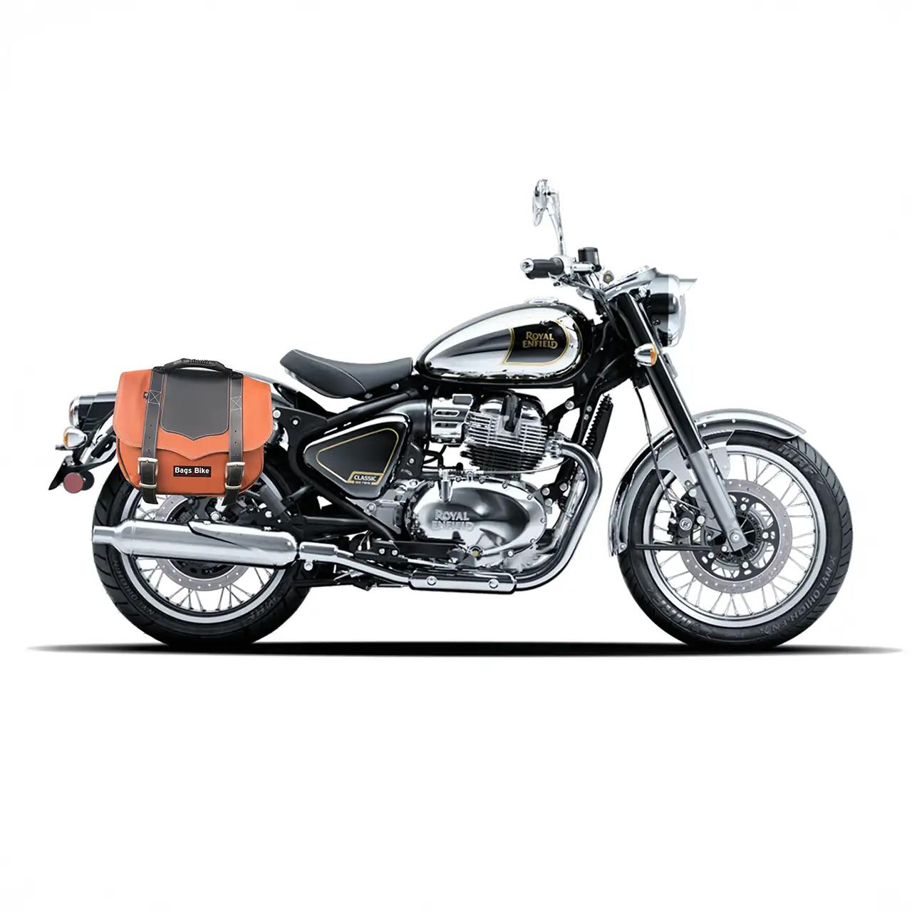 Panniers for Royal Enfield Classic 650, pair of CLASSIC in Leather and Black side bags - Image 3