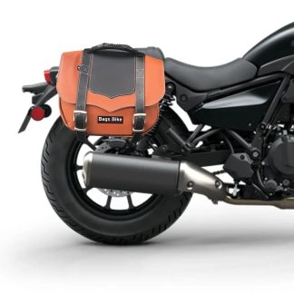 Panniers for Kawasaki Eliminator, pair of CLASSIC in Leather and Black side bags