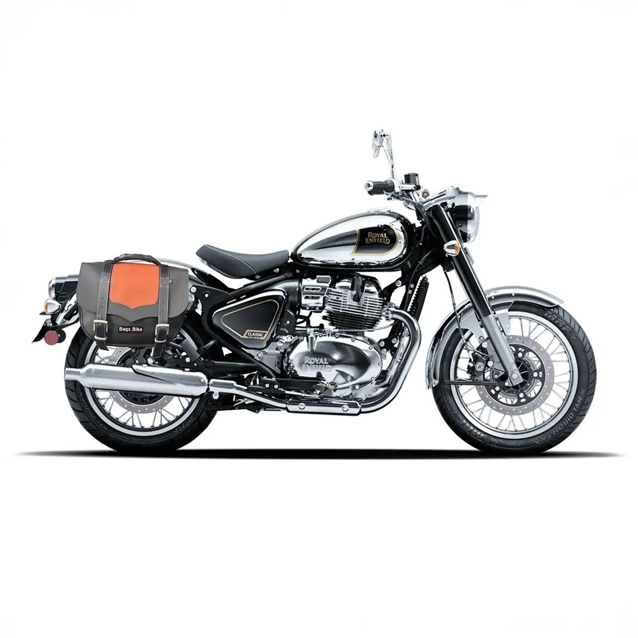 Panniers for Royal Enfield Classic 650, pair of CLASSIC in Black and Leather side bags - Image 2