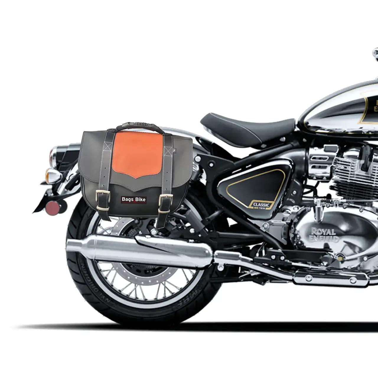 Panniers for Royal Enfield Classic 650, pair of CLASSIC in Black and Leather side bags - Image 3