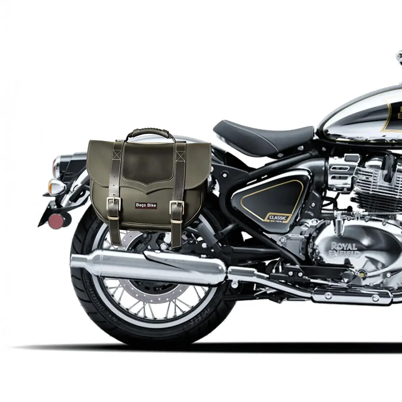 Panniers for Royal Enfield Classic 650, pair of CLASSIC in Black side bags - Image 3