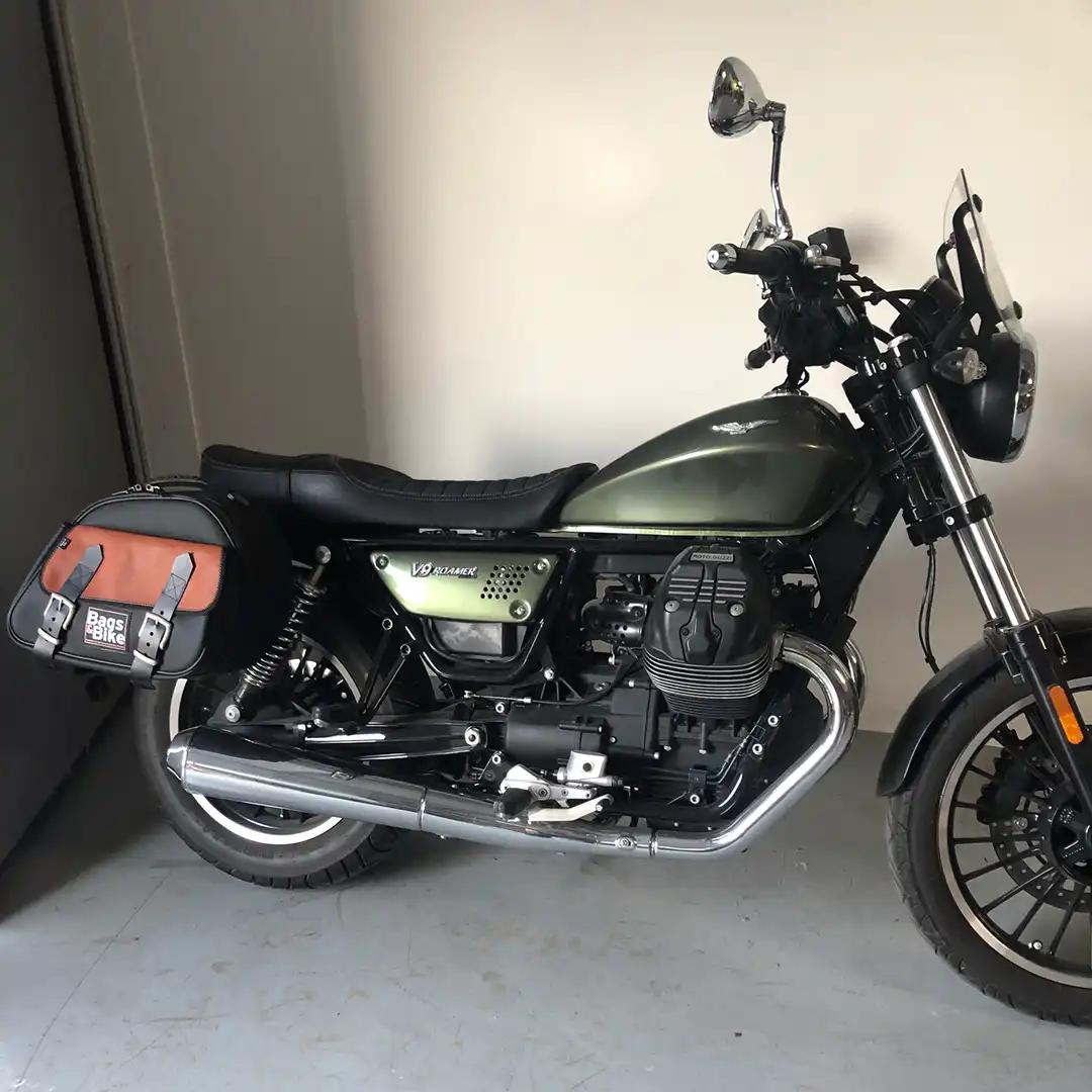 Panniers for Moto Guzzi Roamer, pair of EXPLORER in Black and Leather side bags - Image 3