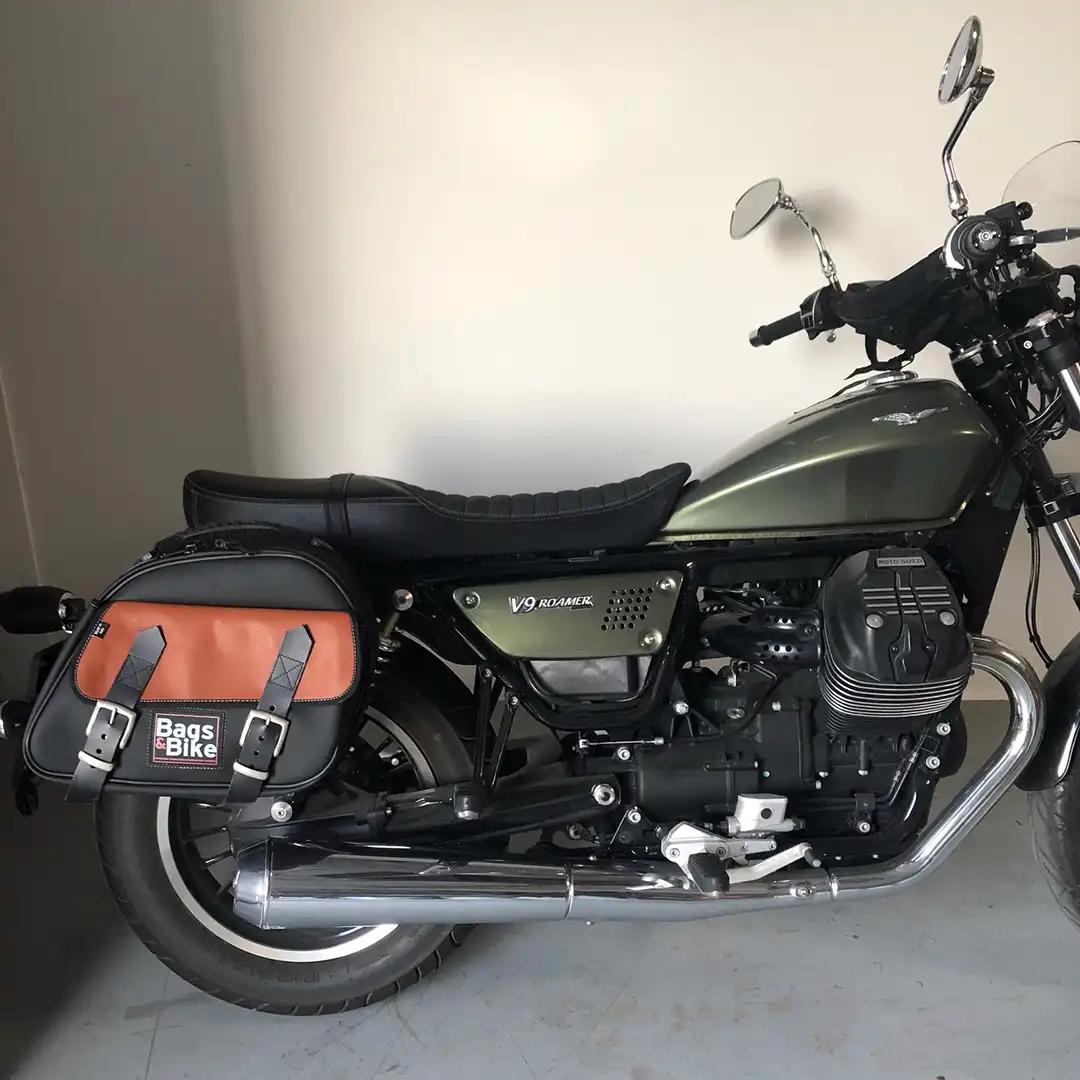 Panniers for Moto Guzzi Roamer, pair of EXPLORER in Black and Leather side bags - Image 4