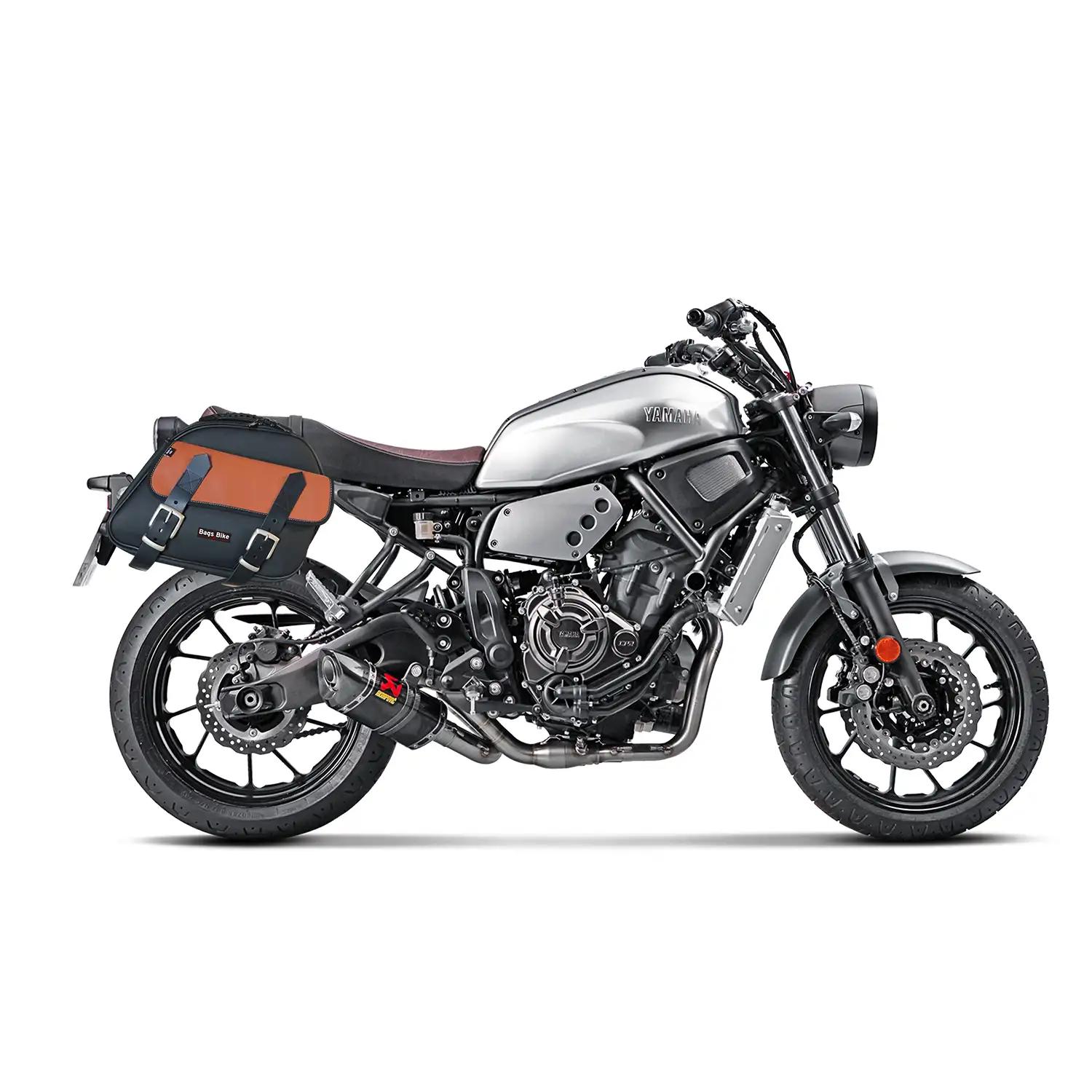 Panniers for Yamaha XSR 700, pair of EXPLORER in Black and Leather side bags - Image 2