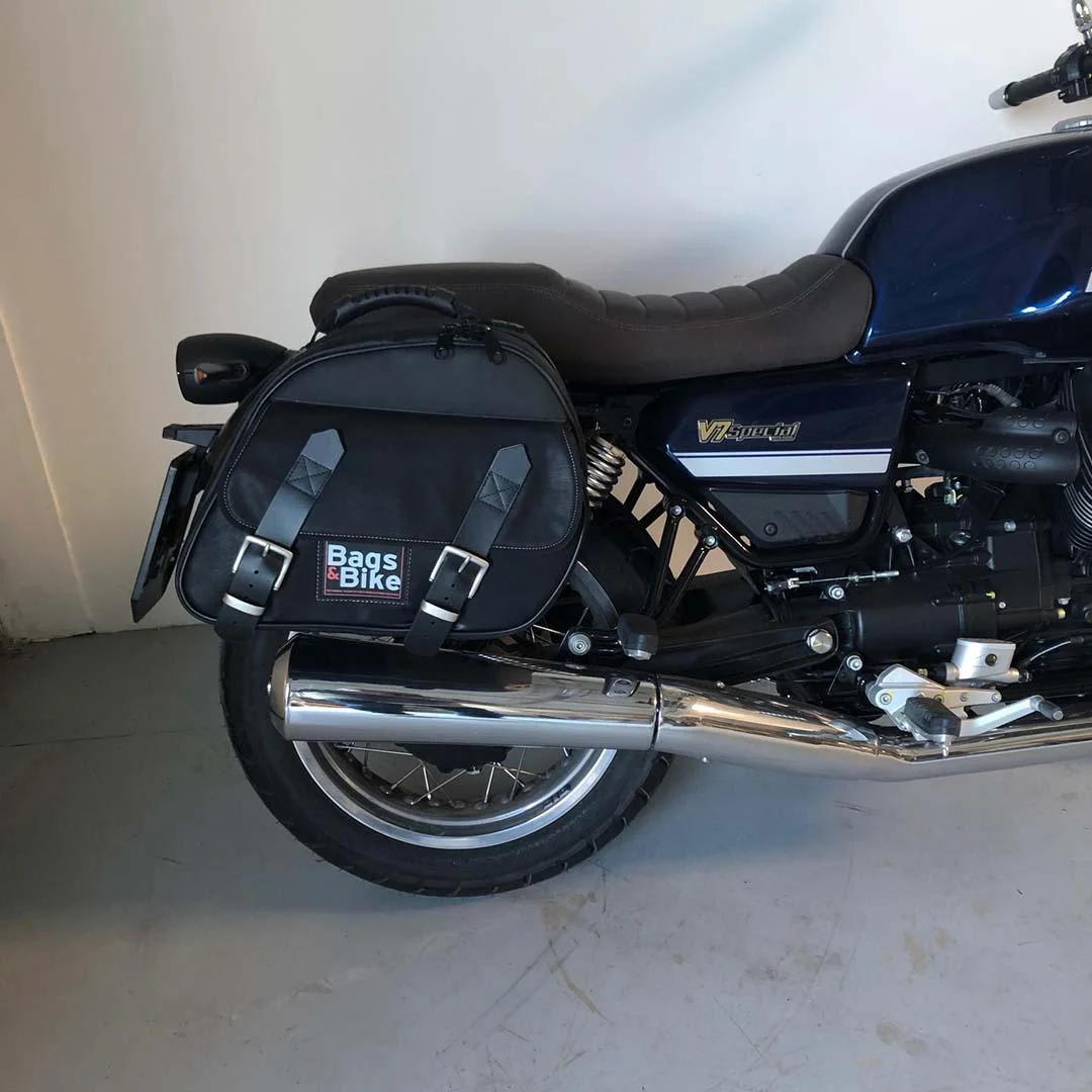Borse laterali per Moto Guzzi V7 Special 2021/24, coppia di borse EXPLORER in Nera - immagine 2