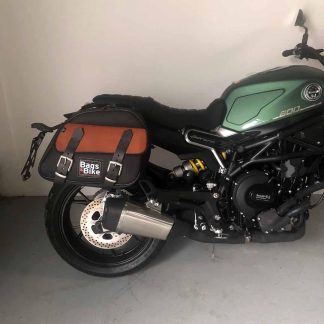 Panniers for Benelli Leoncino 800, pair of EXPLORER in Black and Leather side bags