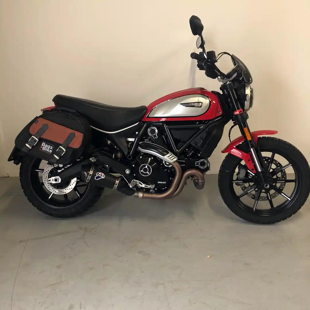 Panniers for Ducati Scrambler 2019/2022, pair of EXPLORER in Black and Leather side bags - Image 3