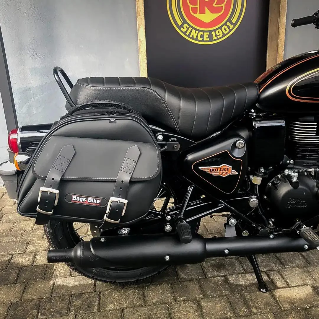Borse laterali per Royal Enfield Classic 350, coppia di borse EXPLORER in Nera - immagine 2