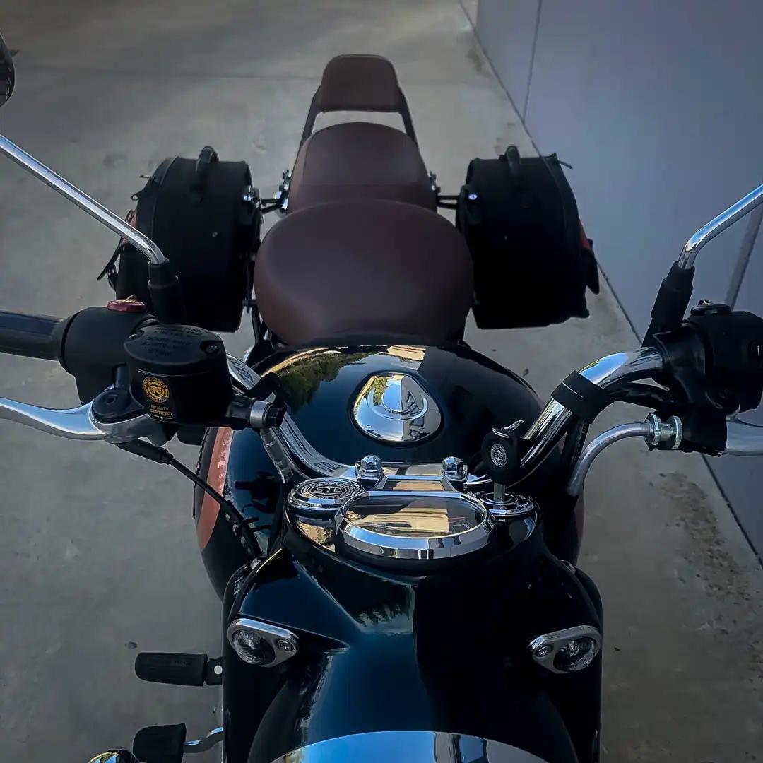 Panniers for Royal Enfield Classic 350, pair of EXPLORER in Black and Leather side bags - Image 2