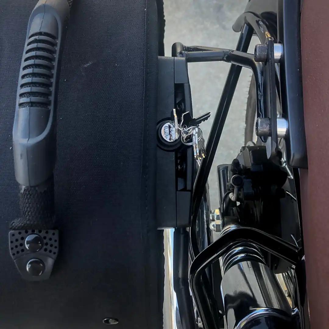 Panniers for Royal Enfield Classic 350, pair of EXPLORER in Black and Leather side bags - Image 4