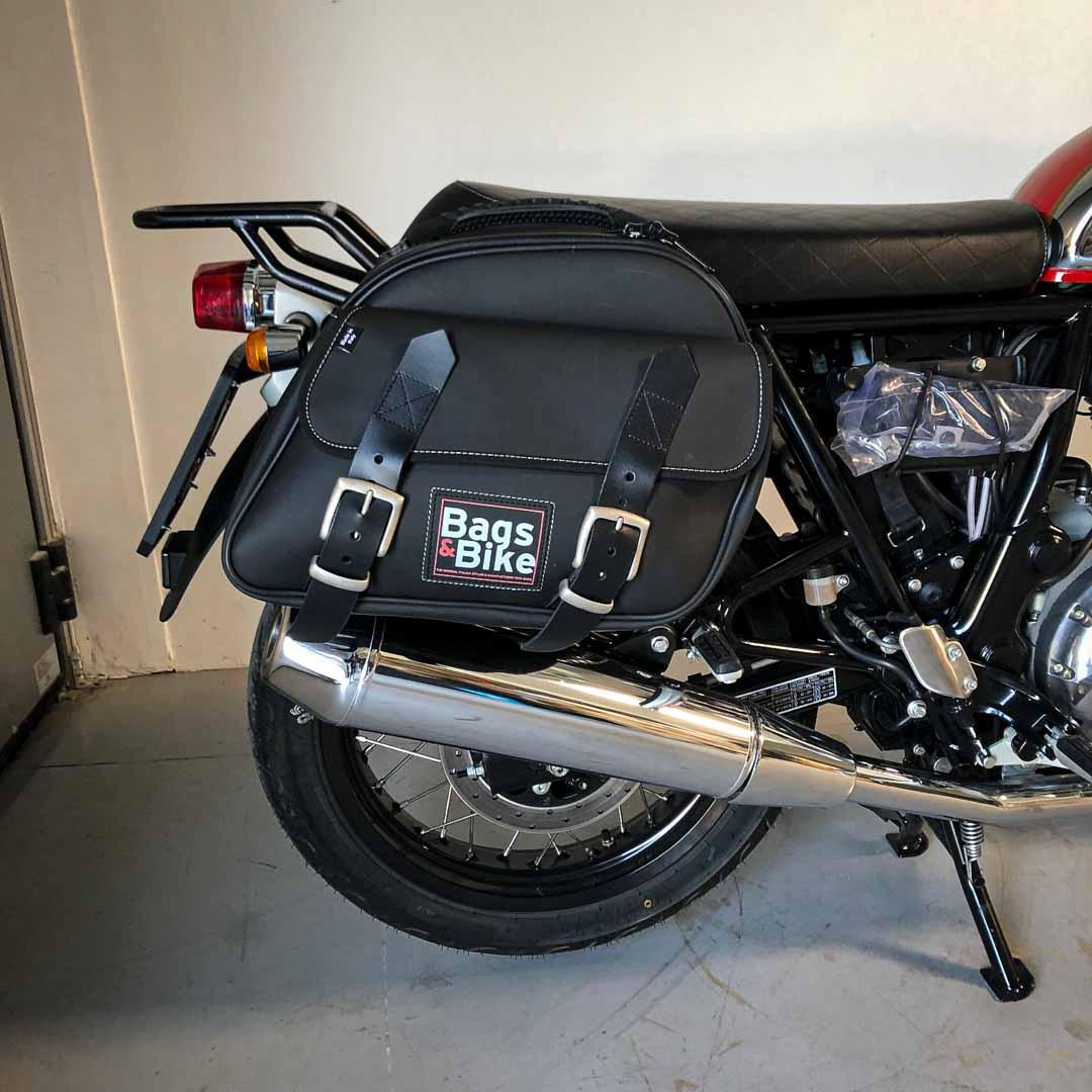 Panniers for Royal Enfield Interceptor Continental, pair of EXPLORER in Black side bags