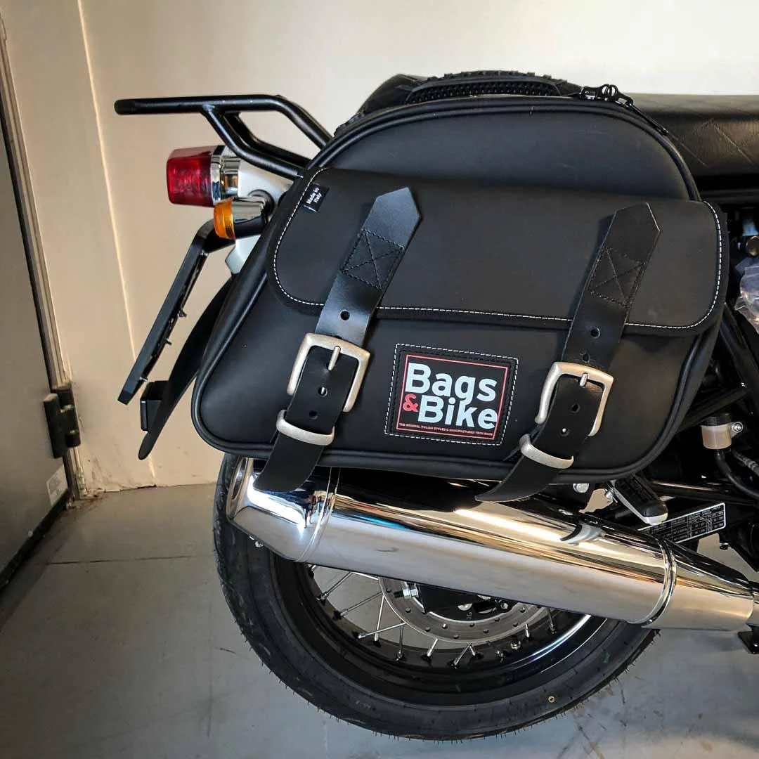 Borse laterali per Royal Enfield Interceptor Continental, coppia di borse EXPLORER in Nera - immagine 4