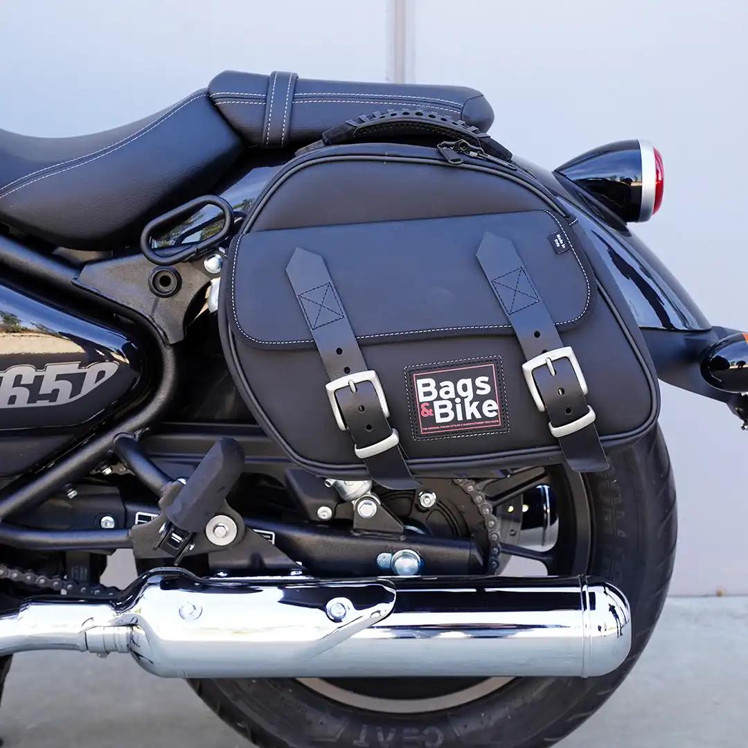 Panniers for Royal Enfield Super Meteor 650, pair of EXPLORER in Black side bags - Image 2