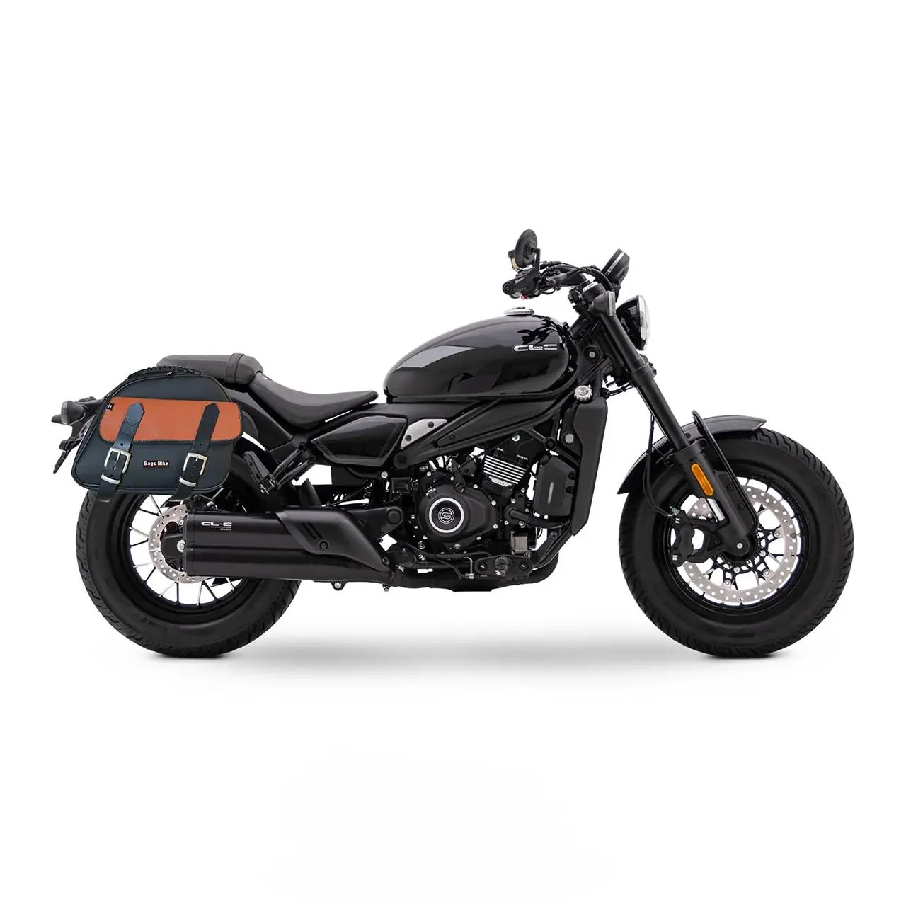 Panniers for Cfmoto CL450 C, pair of EXPLORER in Black and Leather side bags - Image 2