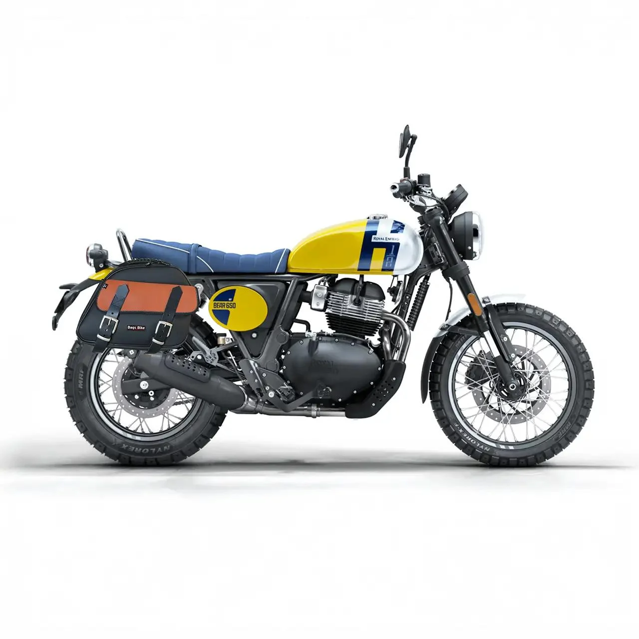 Borse laterali per Royal Enfield Bear 650, coppia di borse EXPLORER in Nera e Cuoio - immagine 3