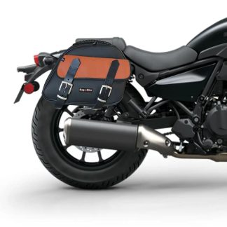 Panniers for Kawasaki Eliminator, pair of EXPLORER in Black and Leather side bags